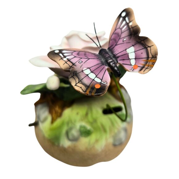 Vintage Ceramic Enesco Wind-Up Music Box Everything Is Beautiful Butterfly - Picture 2 of 7